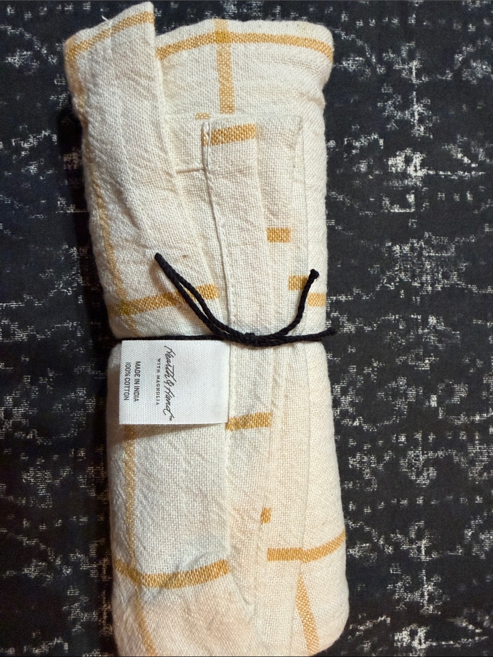 Hearth & Hand Cream and Mustard Yellow Grid Kitchen Towels